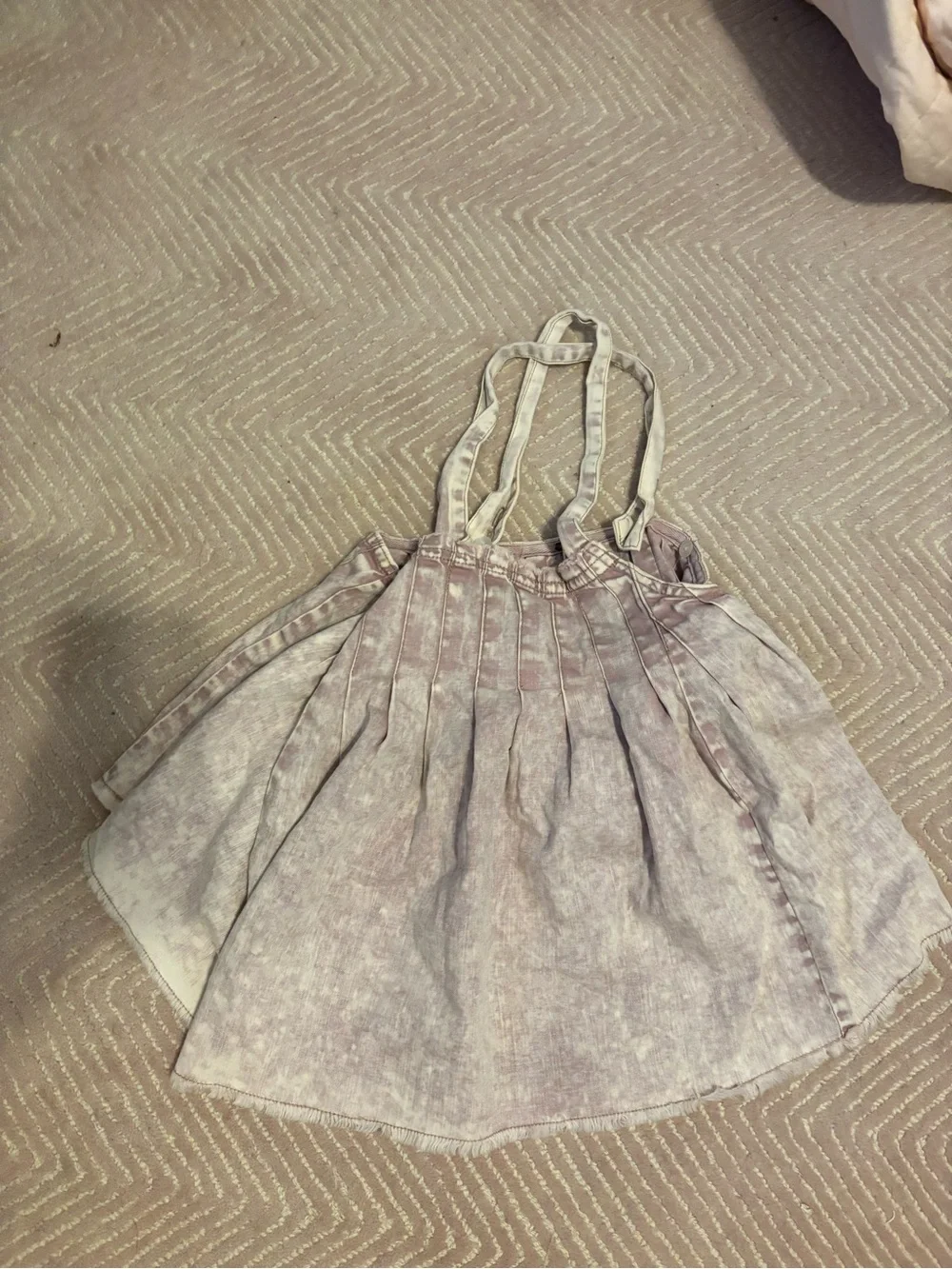 Free People Acid Washed Denim Mauve Pleated Tank